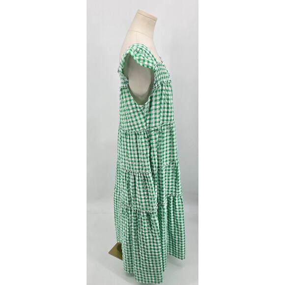 Old Navy Green Gingham Smocked Midi Dress (L) - Picture 2 of 5